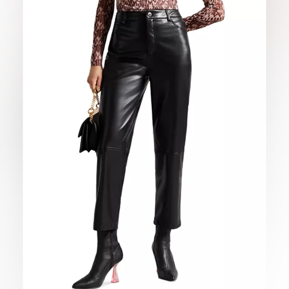 Ted Baker London Plaider Faux Leather Straight Leg Pants. Size 3 (6-8)